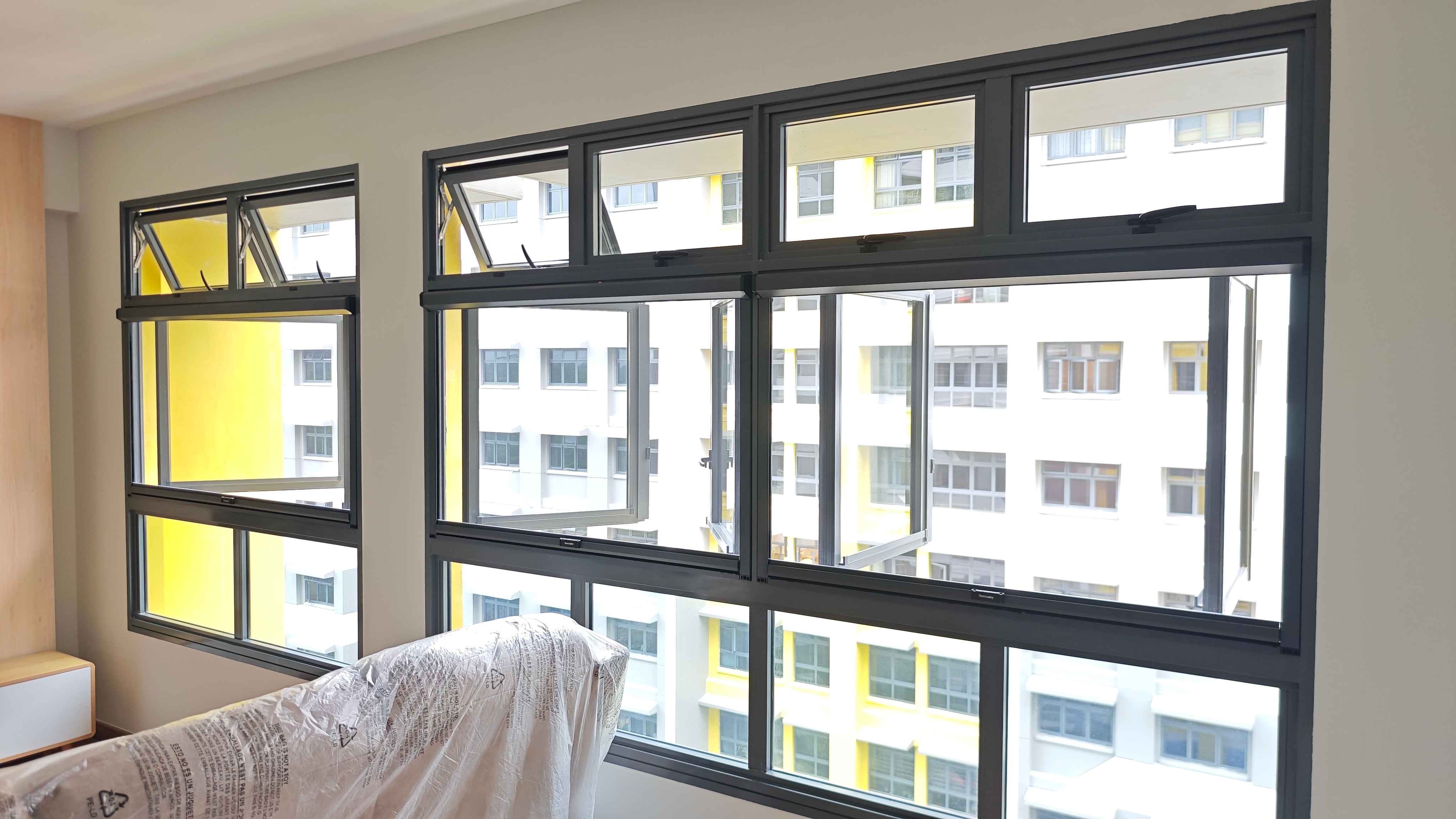 Sanctuairy mesh on large living room windows